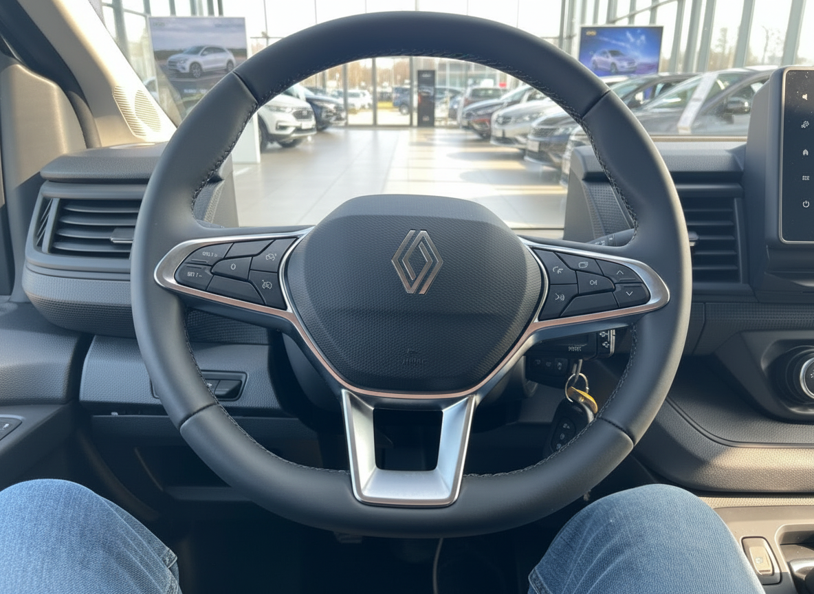 Renault Innenraum mit Lenkrad und modernem Cockpit im Autohaus