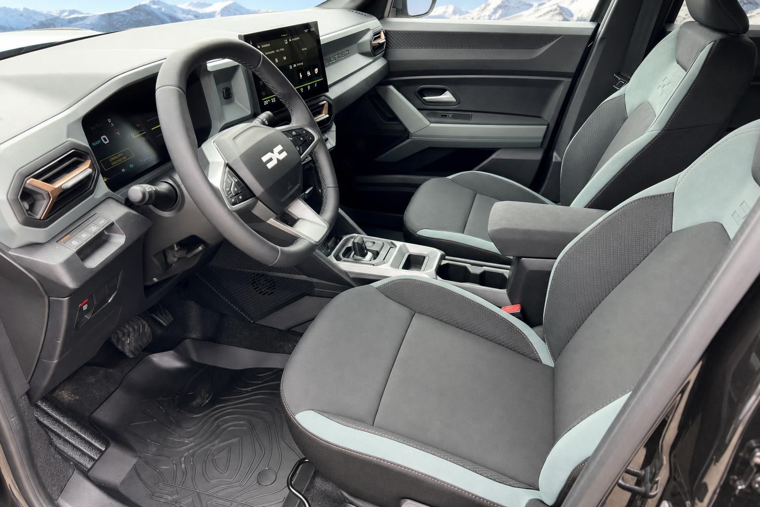Dacia Fahrzeug Innenraum mit modernem Cockpit und Infotainment-System
