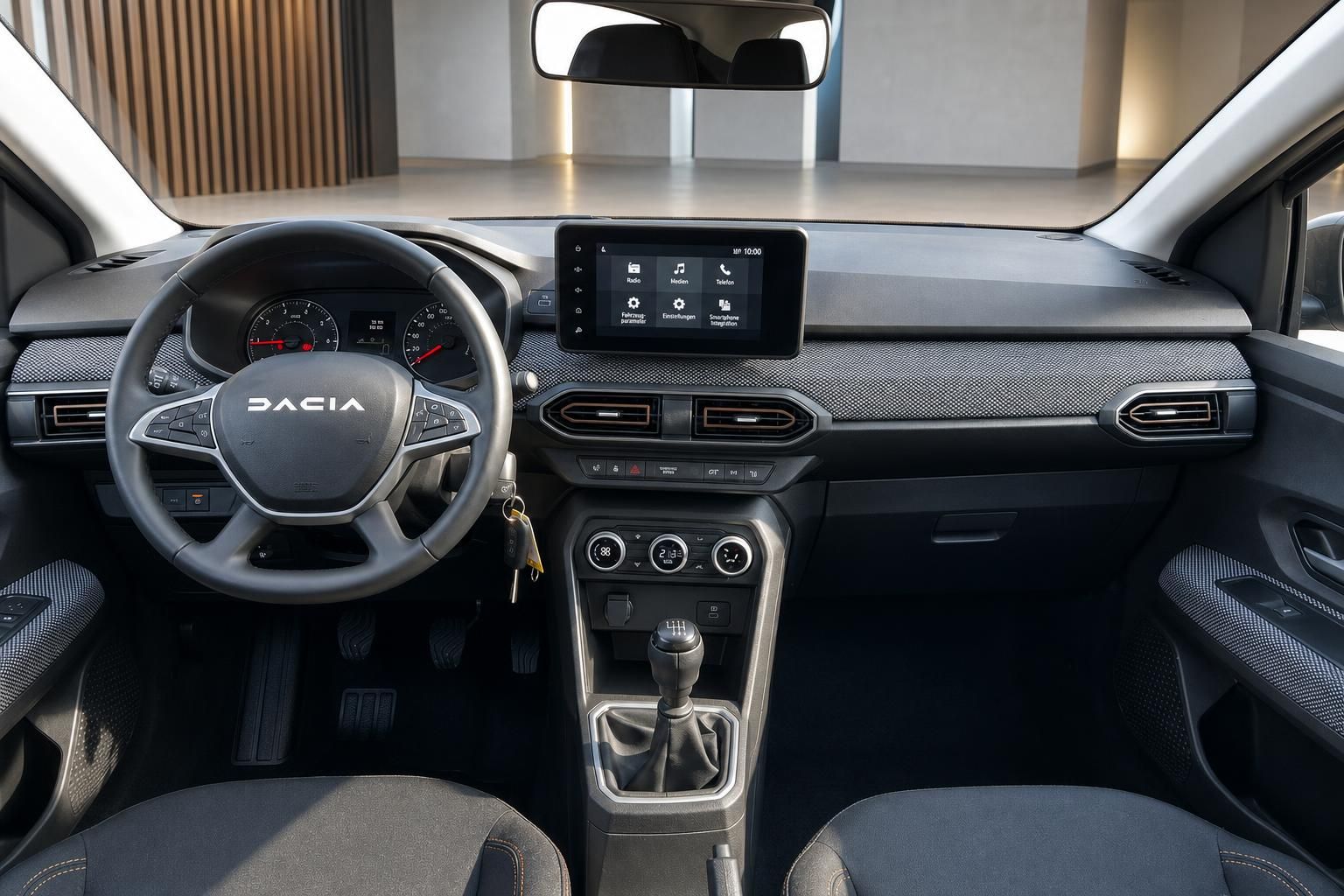 Dacia Sandero Armaturenbrett - modernes Cockpit mit Touchscreen und schwarzer Innenausstattung