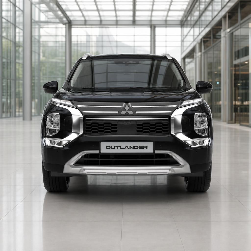 Mitsubishi Outlander schwarz Frontansicht Studioaufnahme