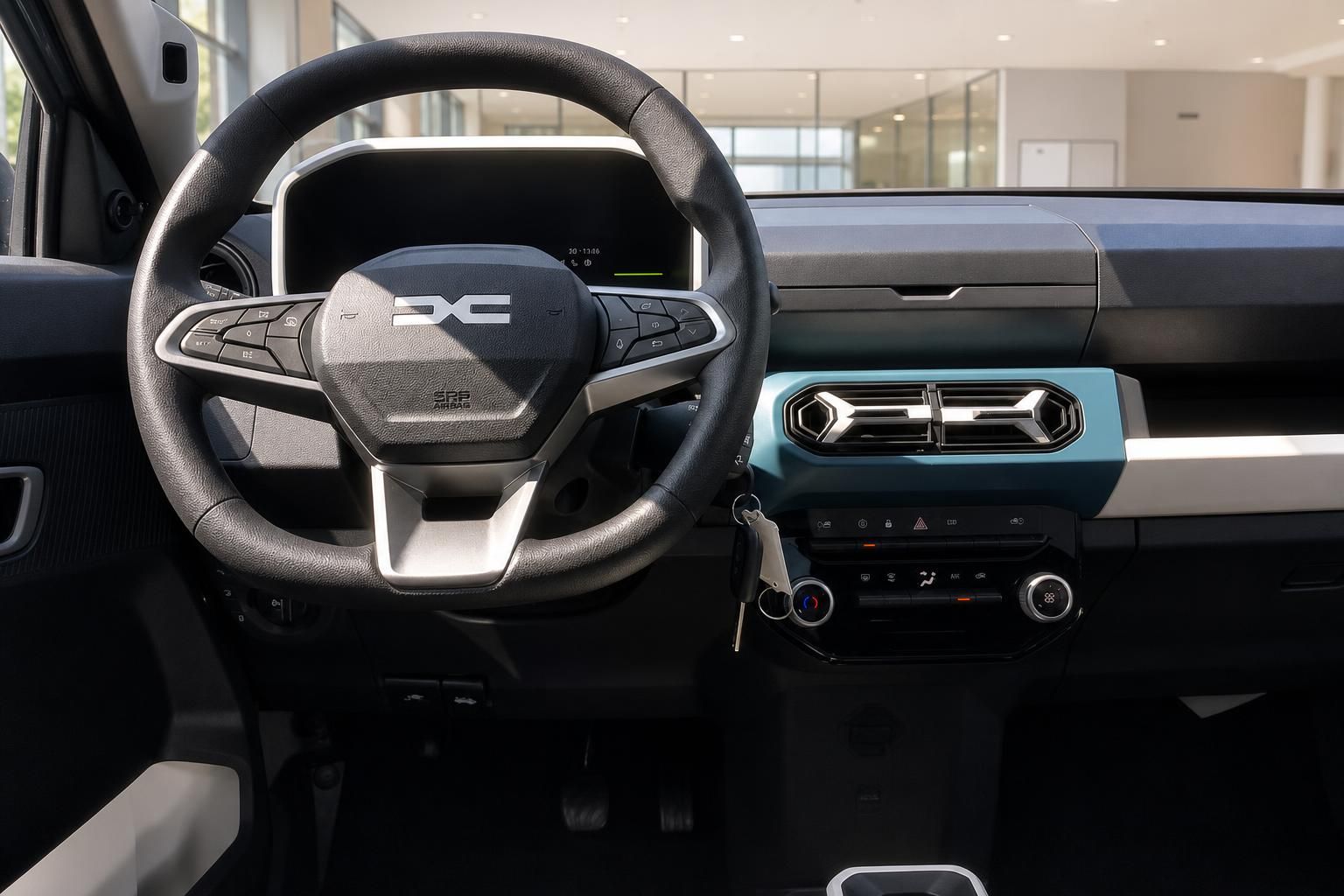 Dacia Interieur mit Lenkrad und Cockpit Detailansicht