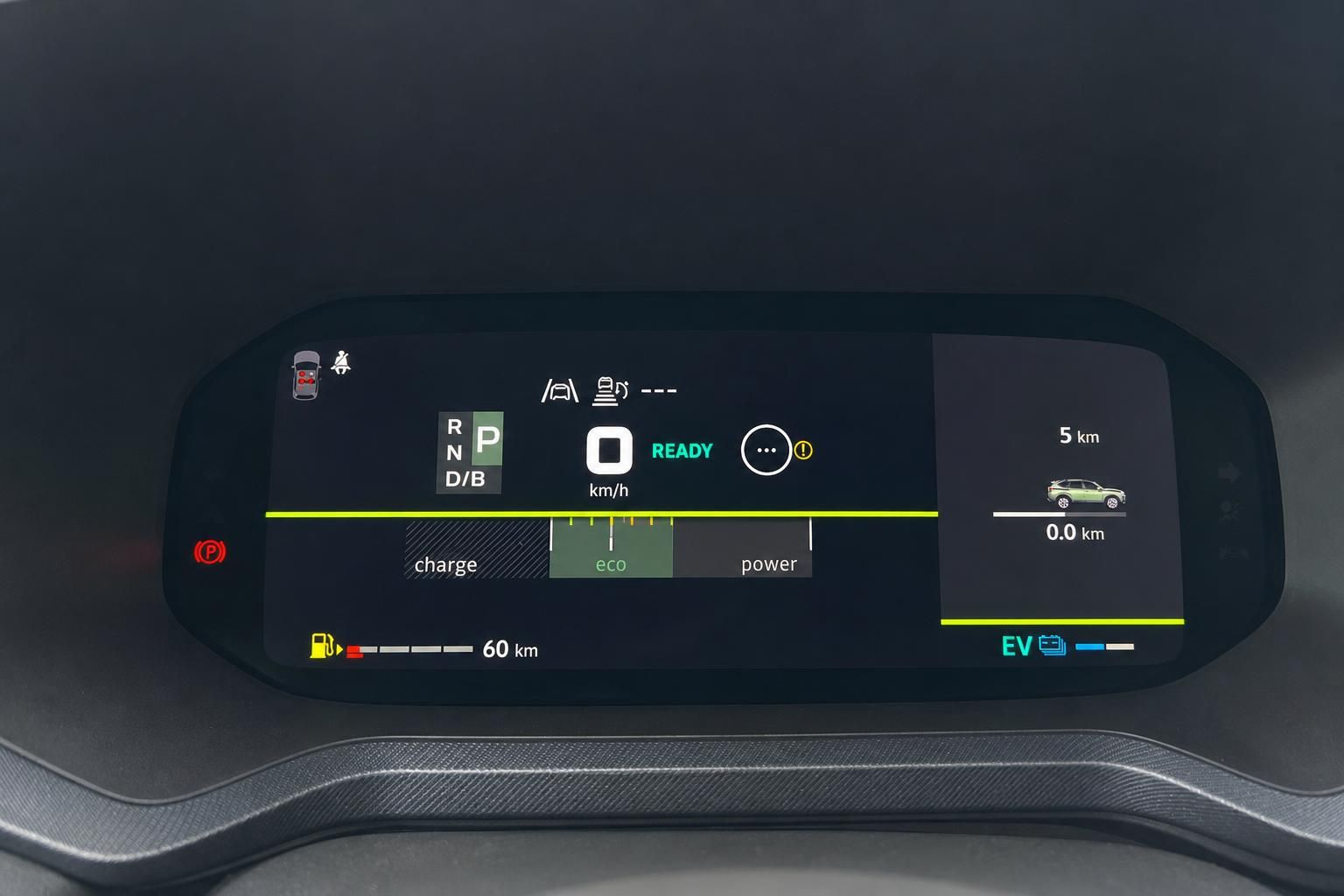 Digitales Armaturenbrett mit Hybrid-Anzeige und Eco-Modus für Elektrofahrzeug