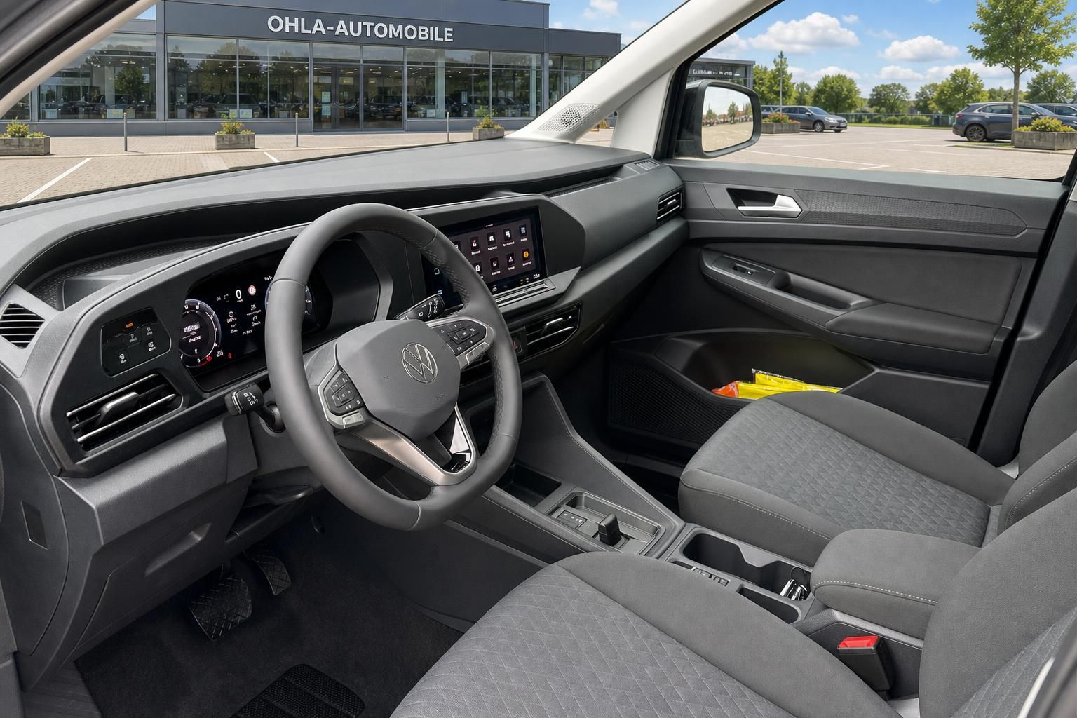 VW Fahrerkabine mit Blick auf Cockpit und Beifahrersitz