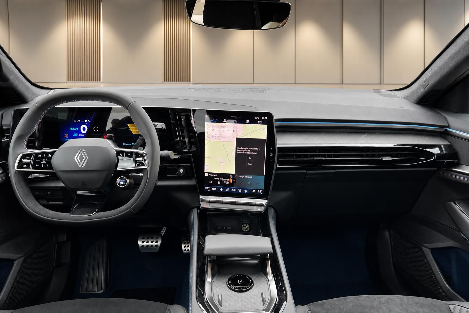 Renault Rafale Innenraum – Cockpit mit digitalem Kombiinstrument, großem Touchscreen und Lenkrad