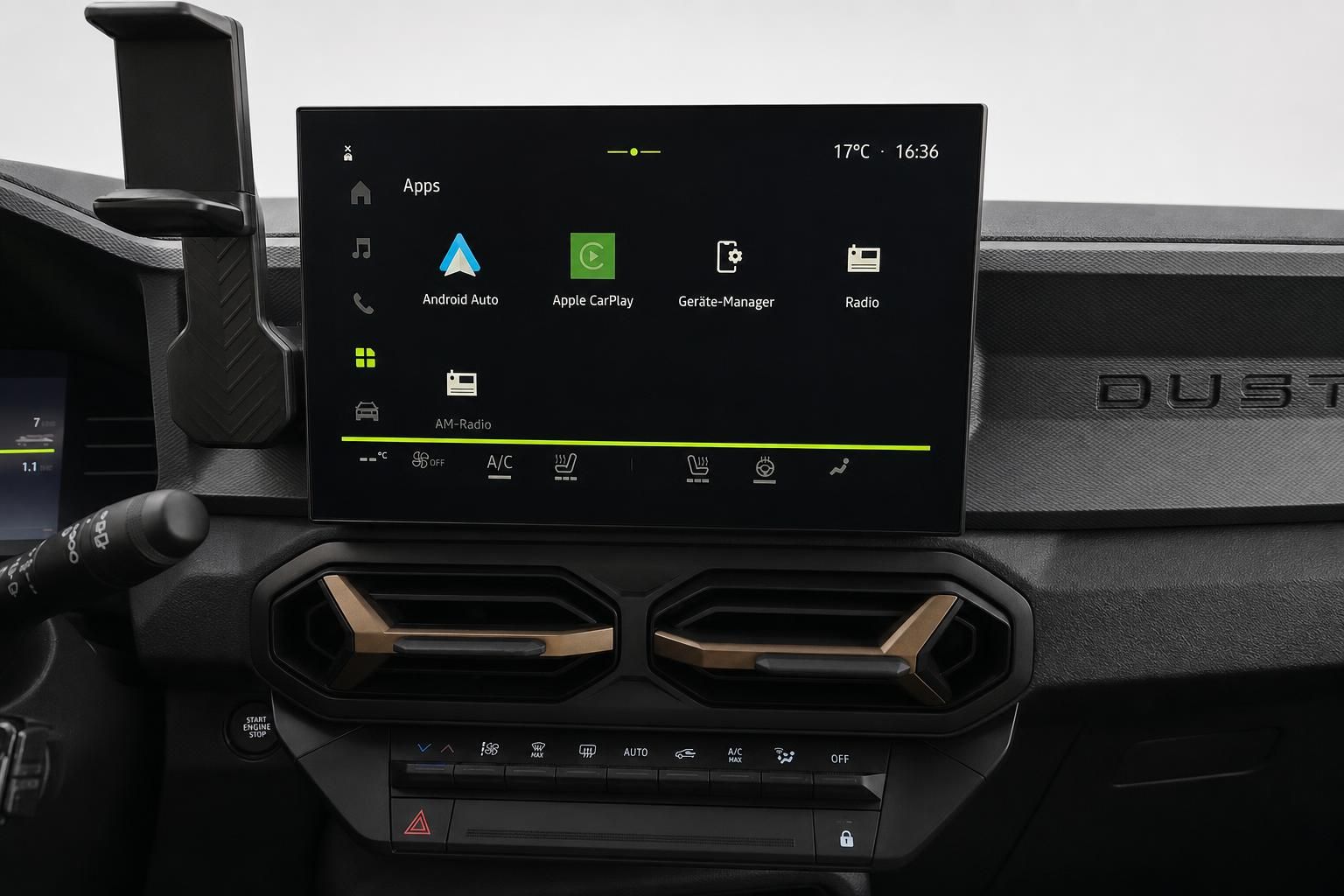 Dacia Duster Infotainment-Bildschirm mit Android Auto und Apple CarPlay