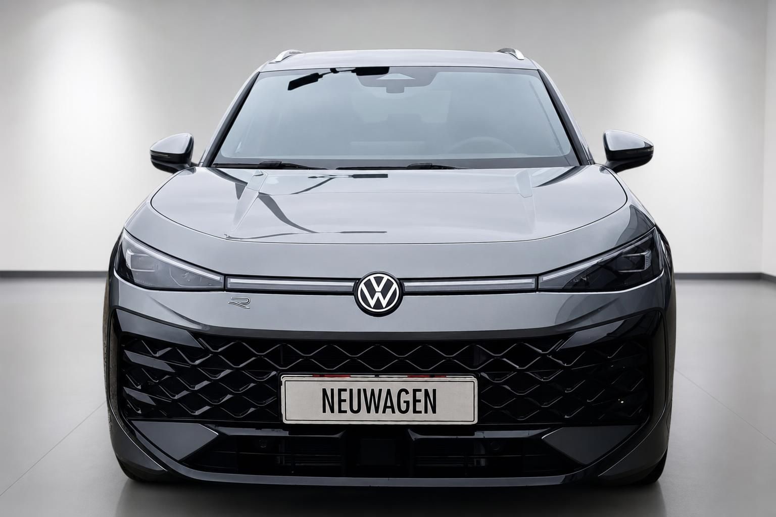 VW T-Roc grau Frontansicht mit VW Logo und Kennzeichen