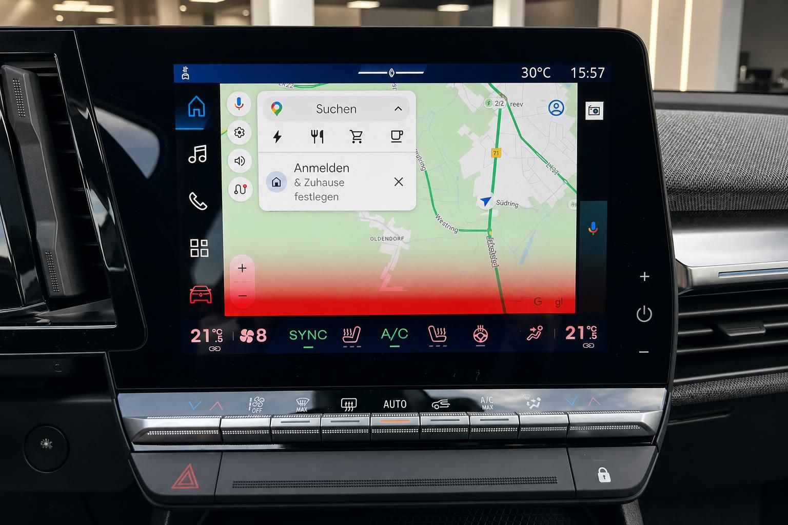 Renault Touchscreen-Infotainmentsystem mit Android Auto und Klimasteuerung im Detail