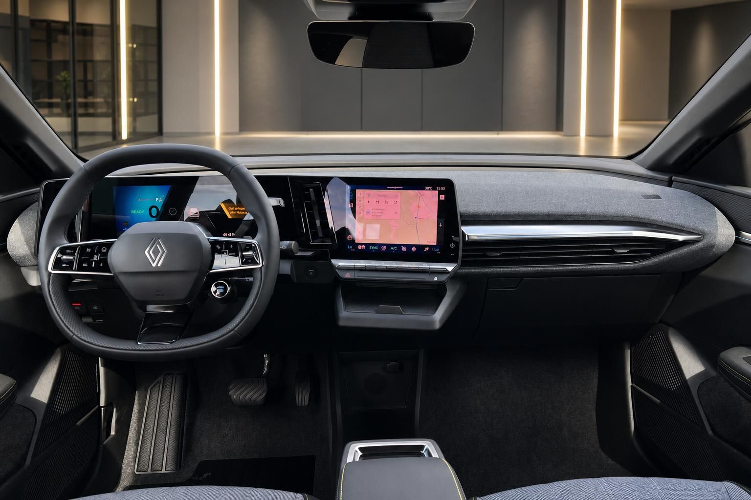 Renault Megane E-Tech Innenraum Cockpit mit Digitalanzeige und Navigationssystem