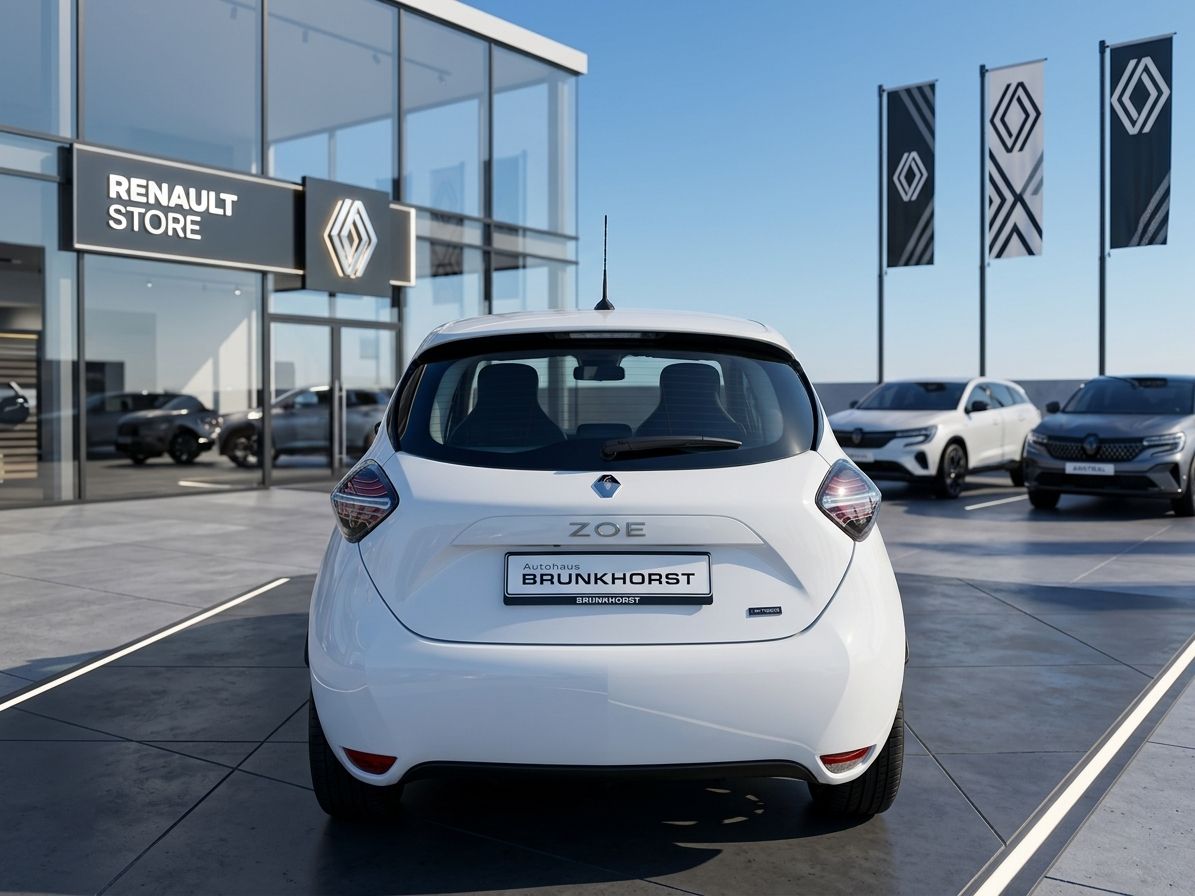Renault ZOE Heckansicht weiß - Elektroauto Kompaktklasse beim Autohaus