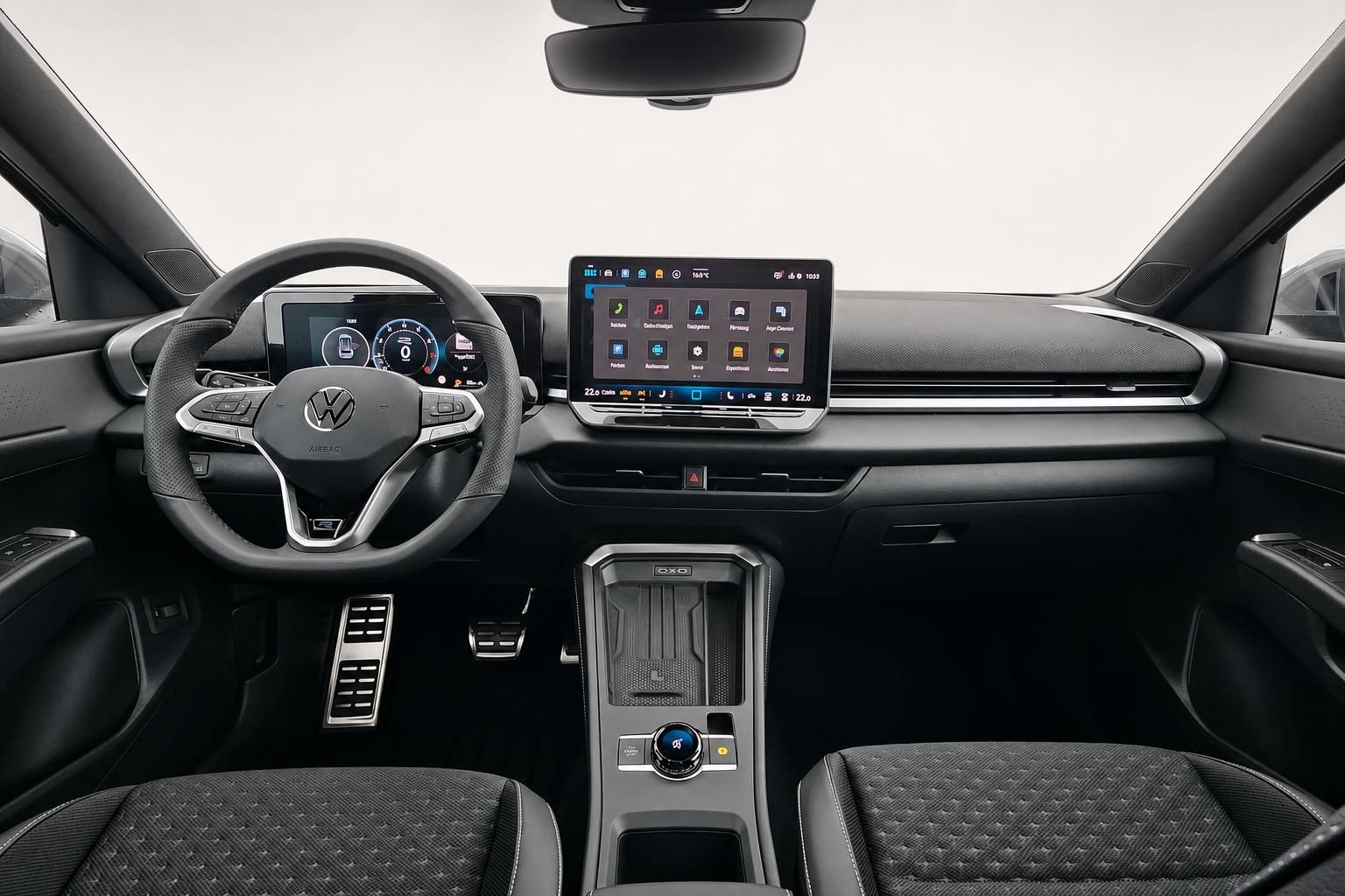 VW Cockpit mit Lenkrad Digitaltacho und Infotainment Touchscreen