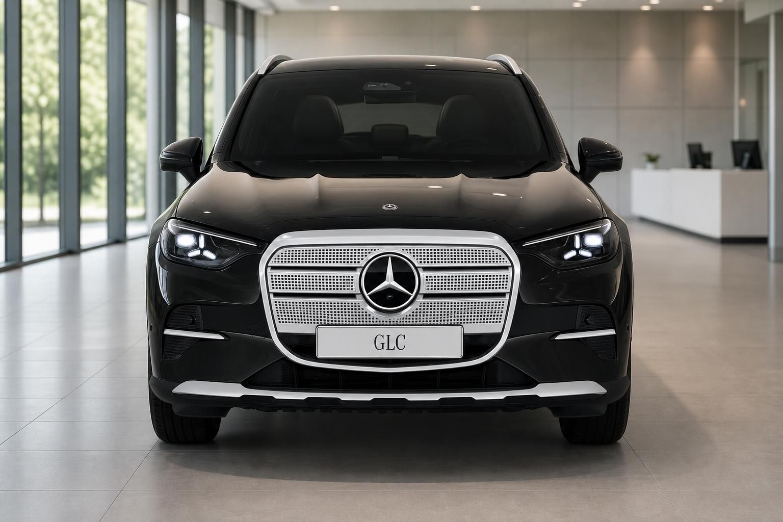 Mercedes-Benz GLC Frontansicht in Schwarz mit markantem Kühlergrill