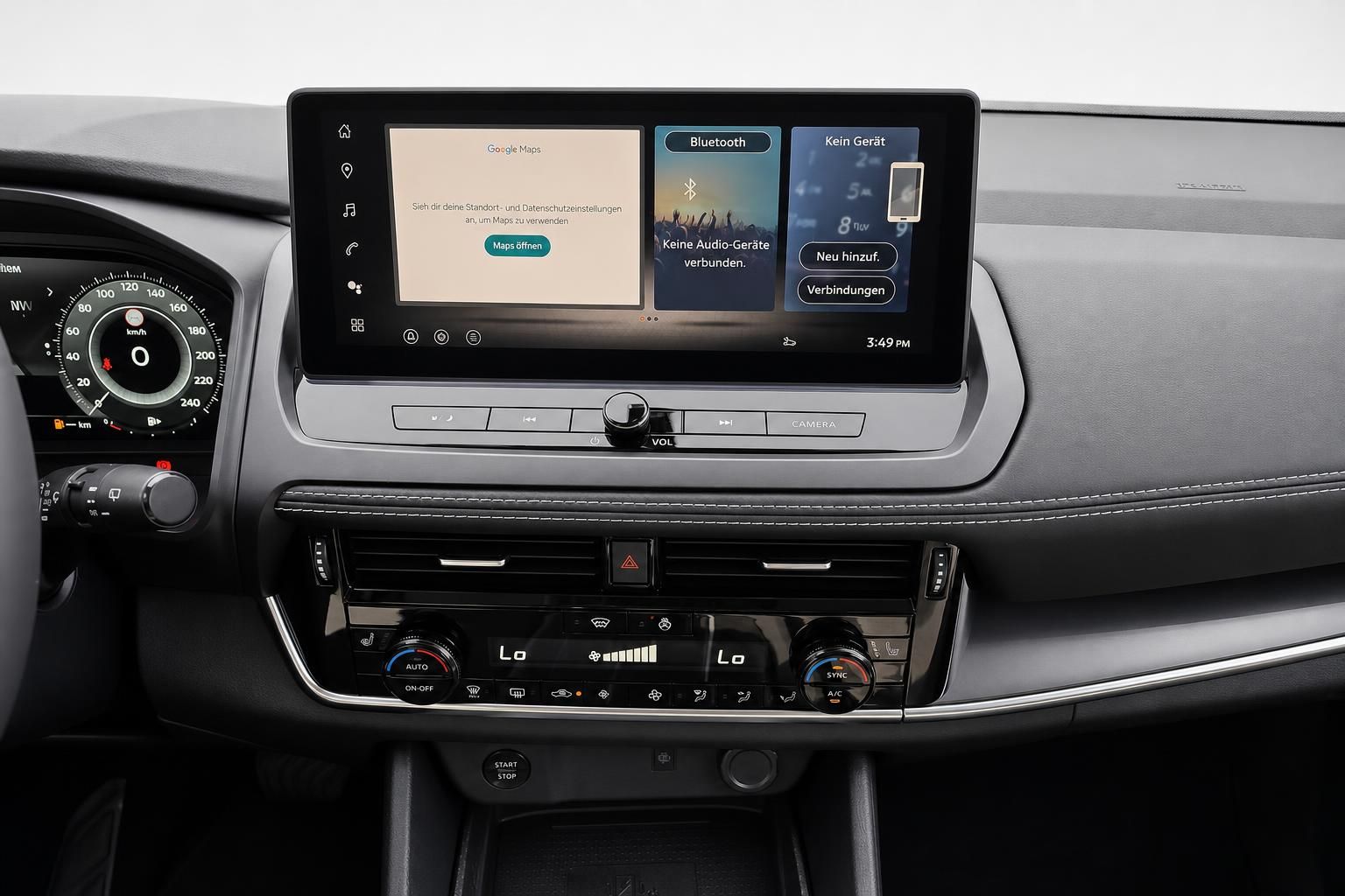 Nissan Mittelkonsole mit Touchscreen und Klimabedienelementen im Detail