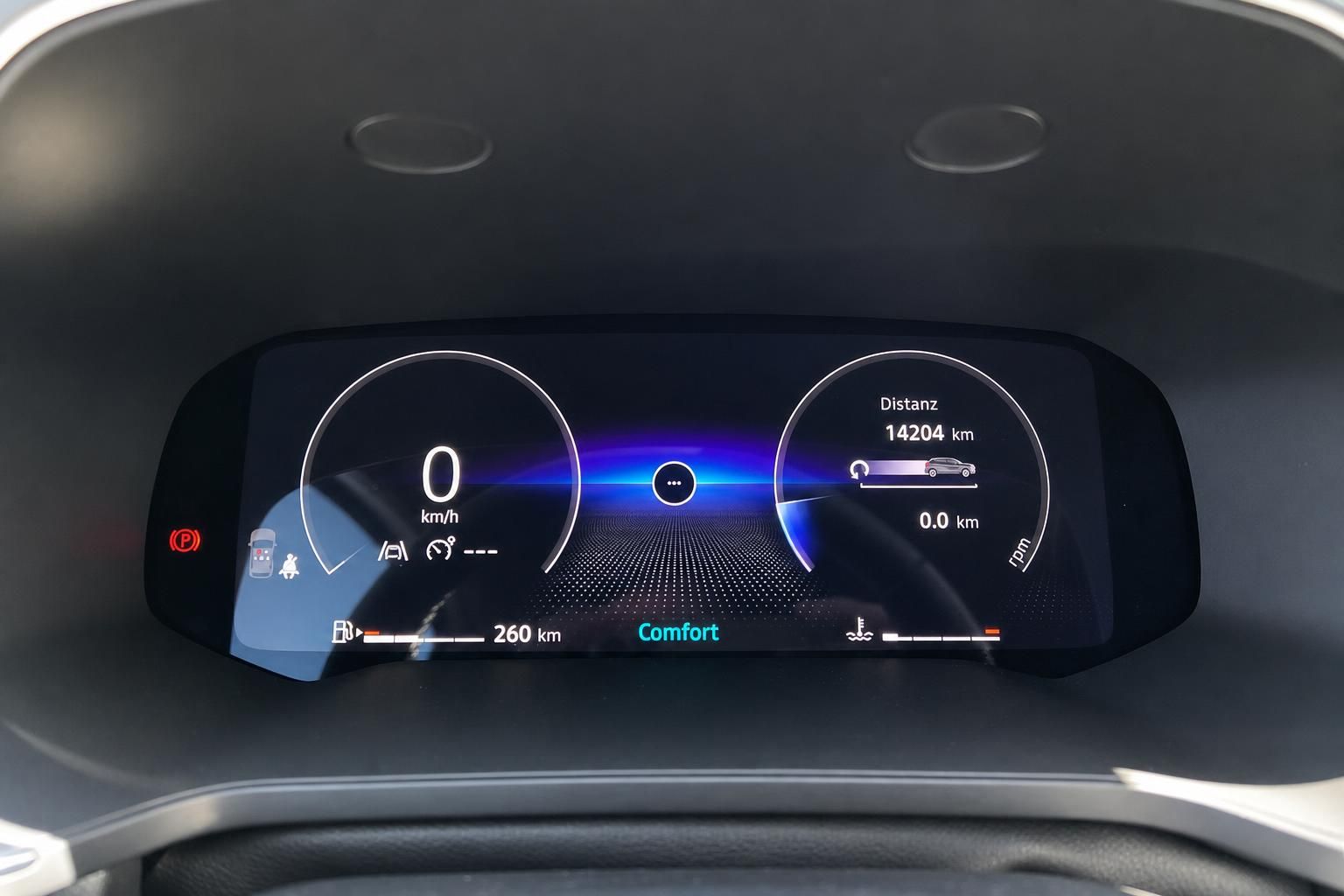 Digitales Kombiinstrument mit Tachometer und Reichweitenanzeige 14204 km