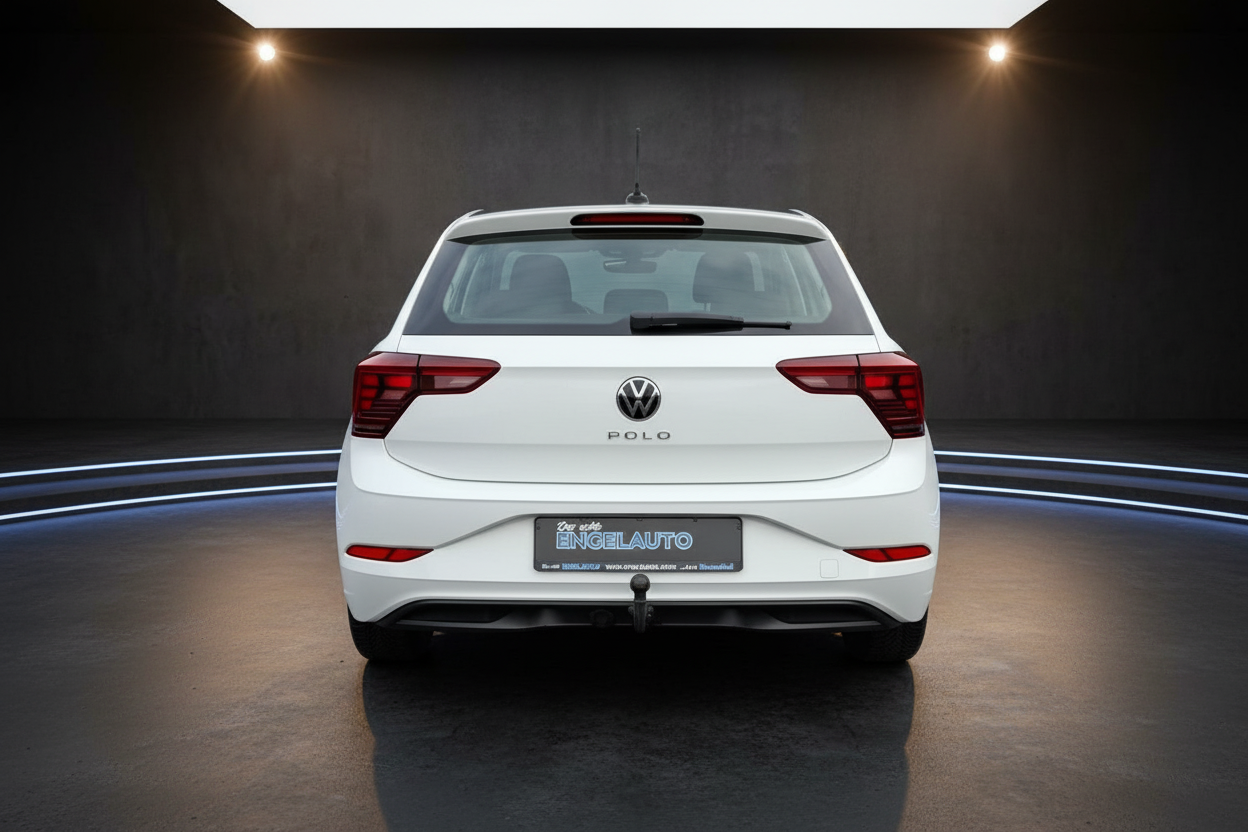 VW Polo in Weiß – Heckansicht im Fotostudio, Volkswagen Polo Gebrauchtwagen