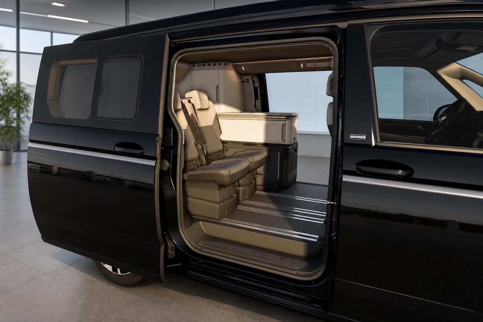 VW California Innenraum mit Küchenzeile und Sitzbank