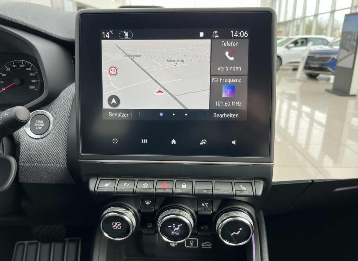 Renault Innenraum Infotainment-System mit Navigation und Klimaanlage-Bedienfeld
