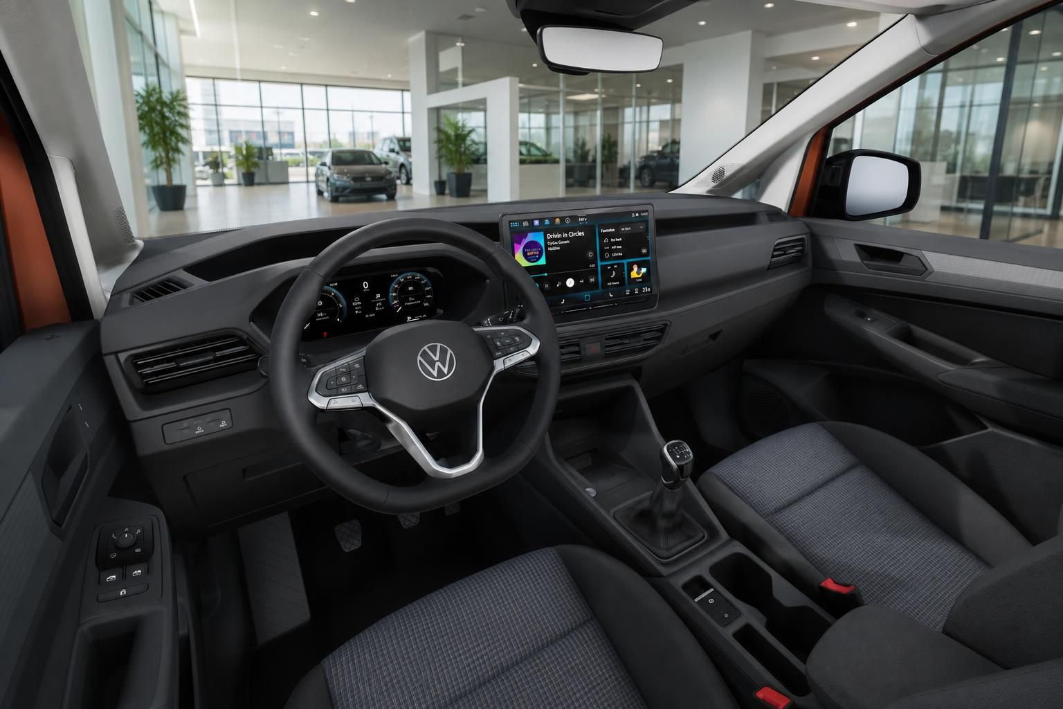 VW Caddy Cockpit mit Lenkrad, Digitaltacho und Touchscreen