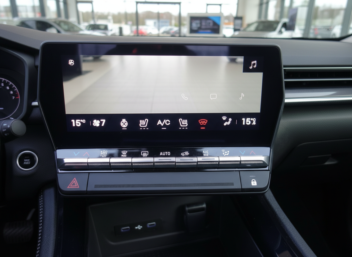 Fahrzeug Innenraum Infotainment-System mit Klimasteuerung und Touchscreen-Display