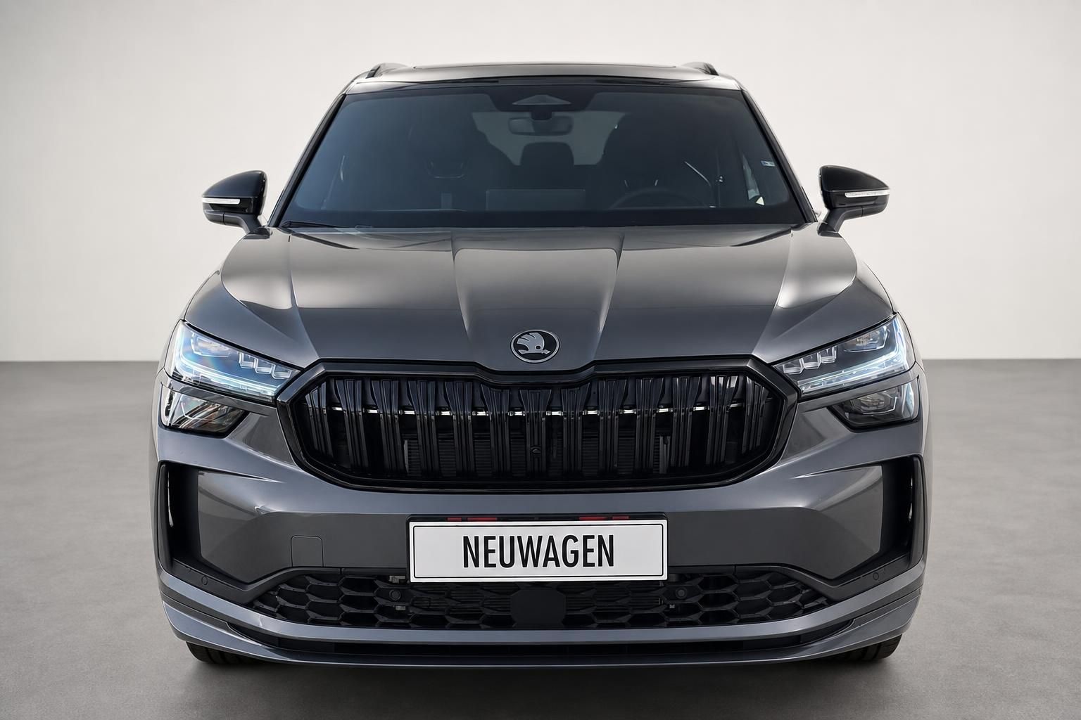 Skoda Kodiaq SUV grau, Frontansicht mit Kuehlergrill