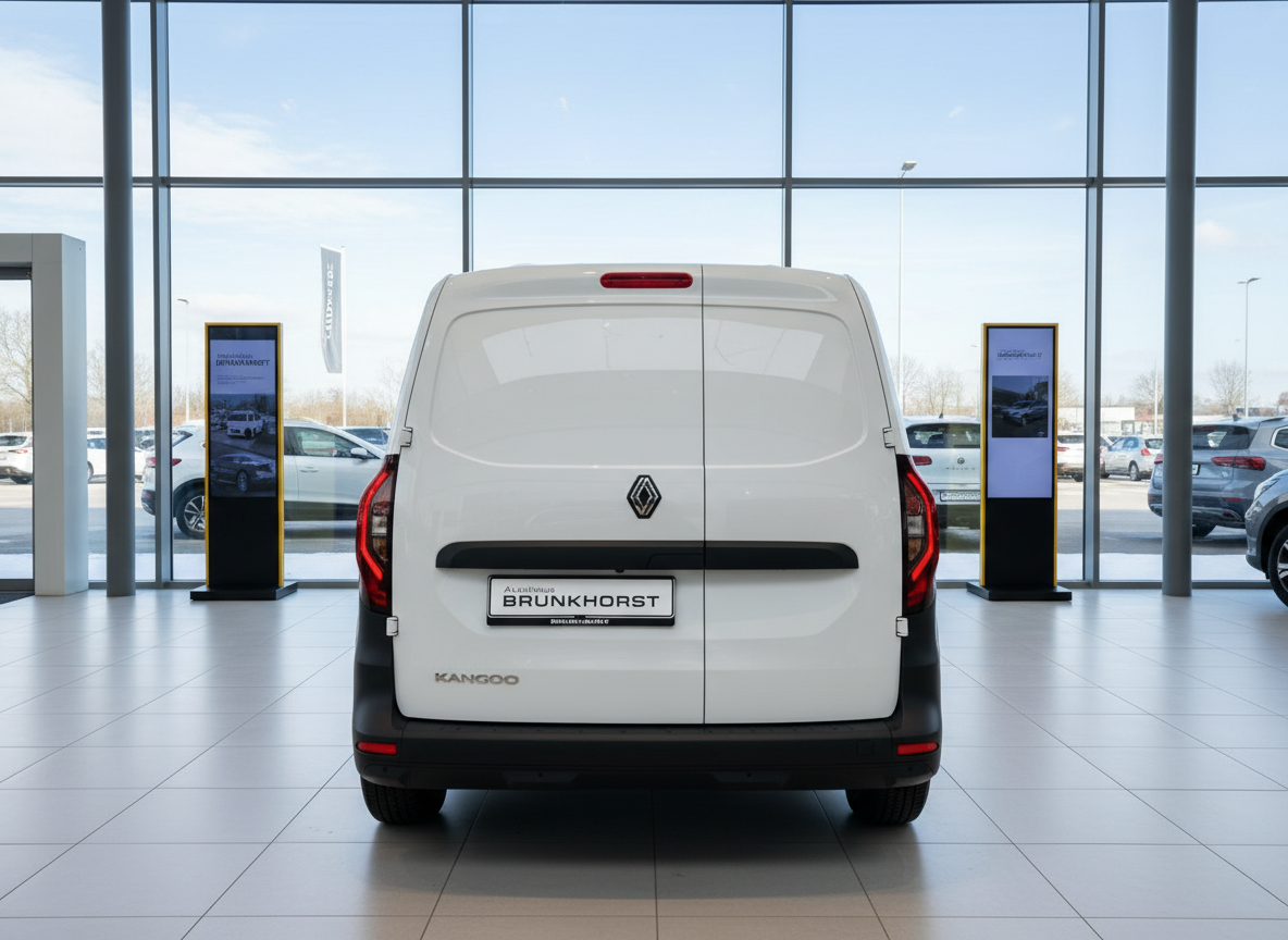 Renault Kangoo Van weiß Heckansicht im Autohaus Brunkhorst Showroom