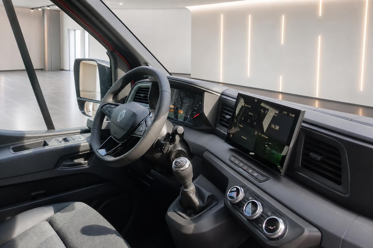 Fahrerkabine Renault Transporter mit Schaltung und Navigationsdisplay