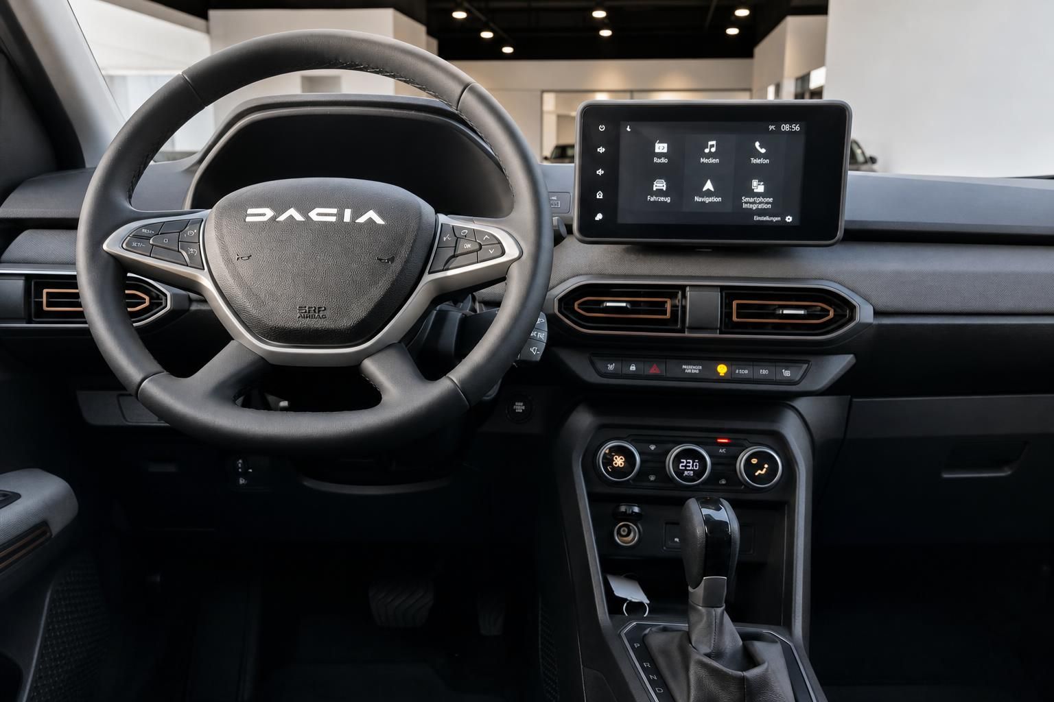 Dacia Jogger Cockpit Innenraum mit Lenkrad und Touchscreen Display