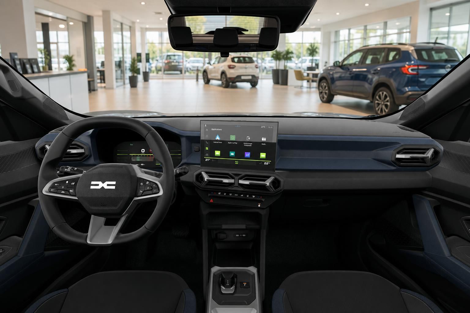 Dacia Bigster Cockpit mit Lenkrad und Touchscreen-Infotainment