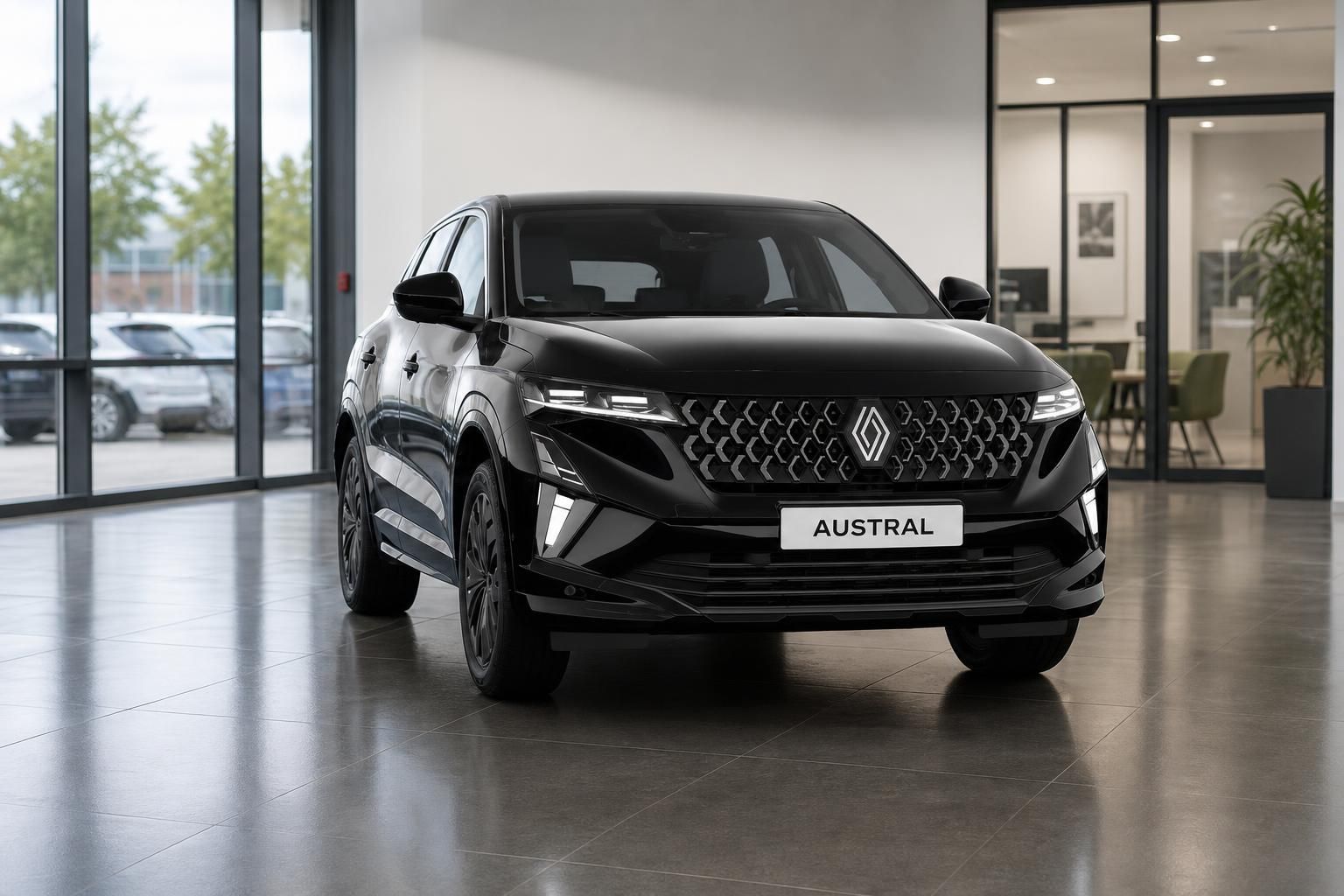 Renault Austral schwarz SUV Frontansicht im Showroom