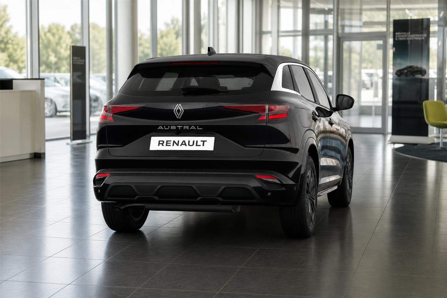 Renault Austral schwarz Heckansicht SUV Showroom Nahaufnahme