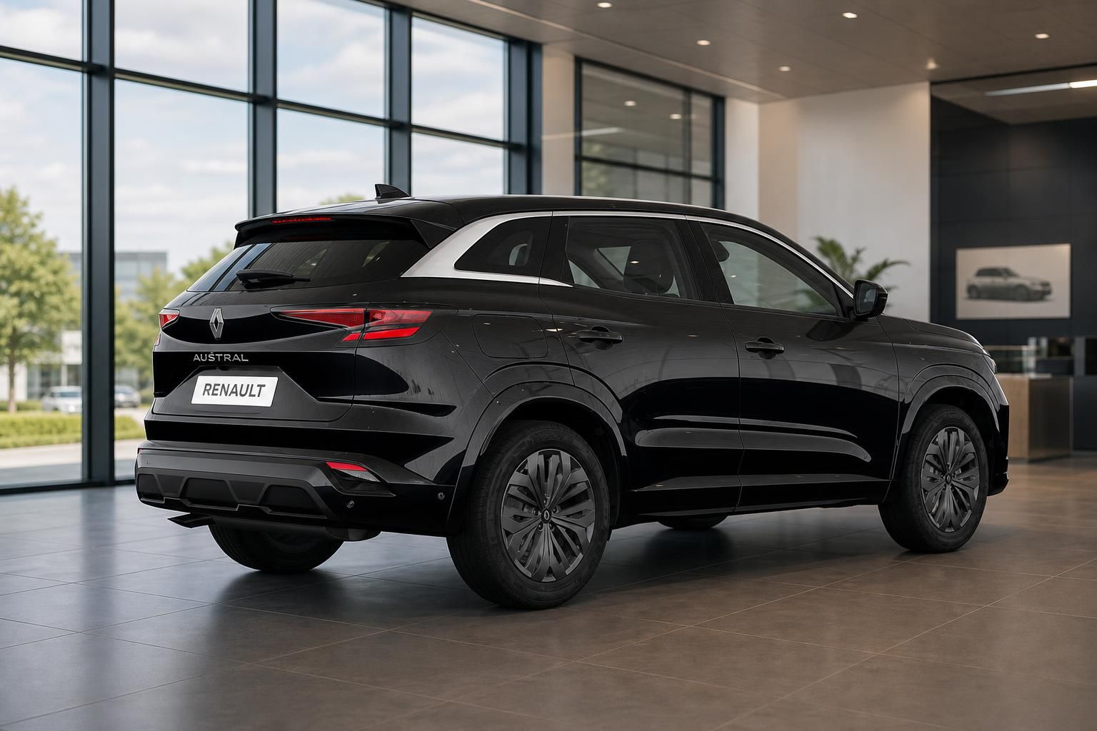 Renault Austral schwarz Heckansicht SUV im Autohaus