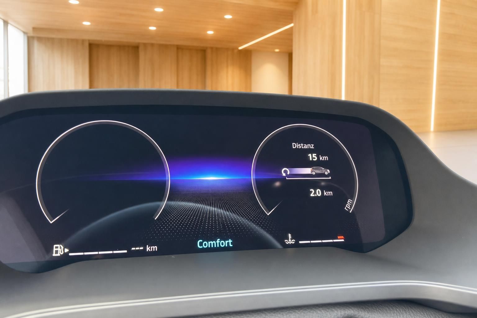 Renault digitales Kombiinstrument mit Comfort-Modus und Distanzanzeige – Innenraum Detail