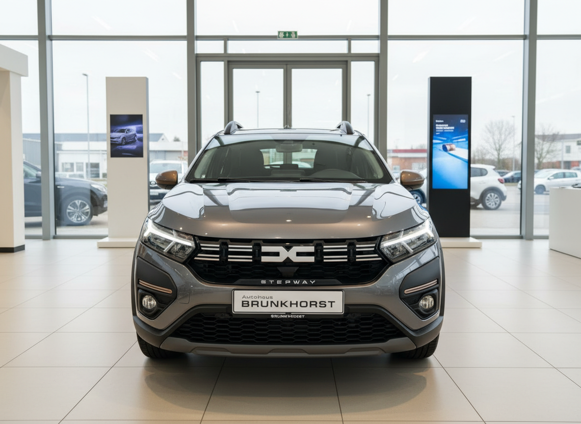 Dacia Sandero Stepway Frontansicht in Grau im Autohaus Brunkhorst Showroom