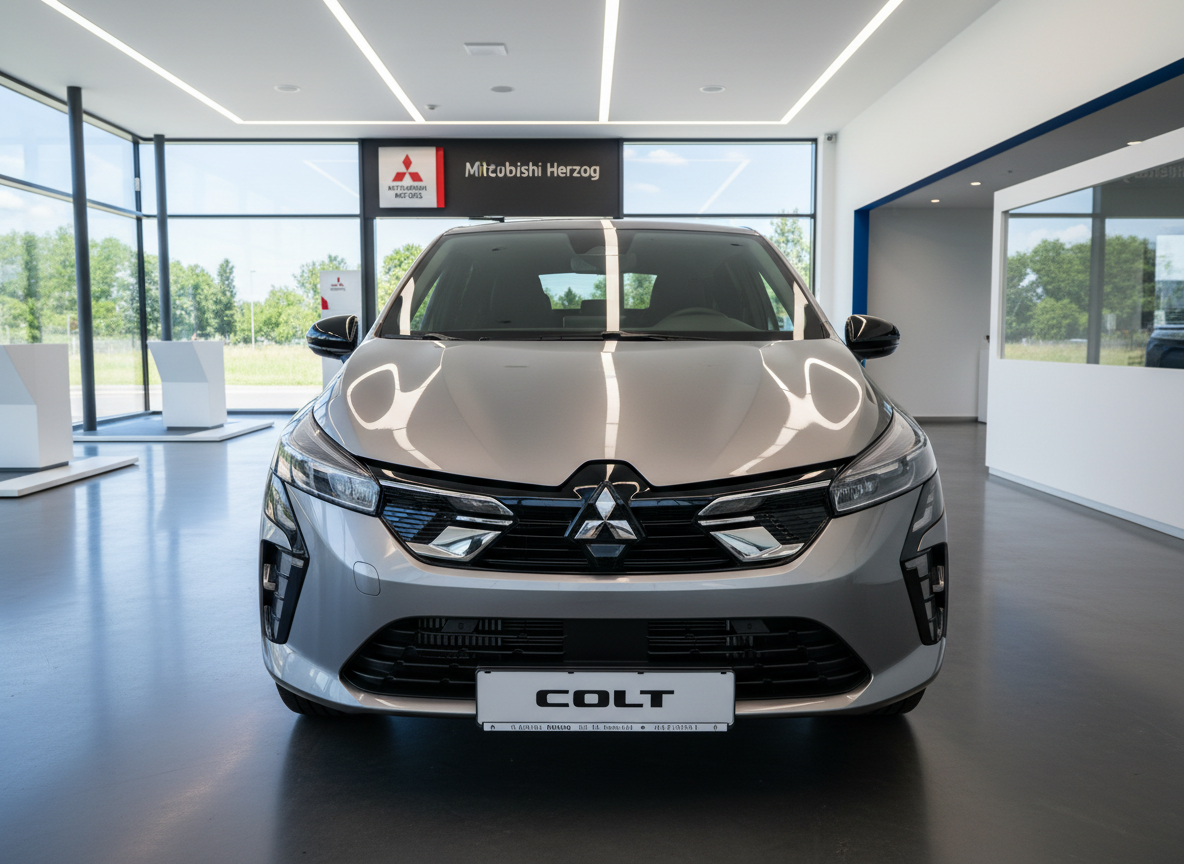 Mitsubishi Colt Silber Frontansicht im Autohaus Mitsubishi Herzog