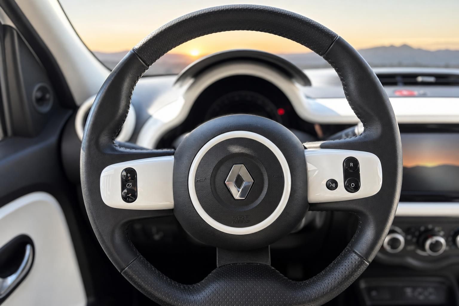 Renault Lenkrad mit Bedienelementen und Airbag im Fahrzeuginnenraum