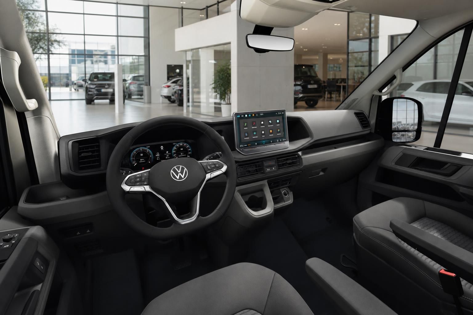 VW Grand California Cockpit mit Lenkrad und digitalem Tacho im Autohaus