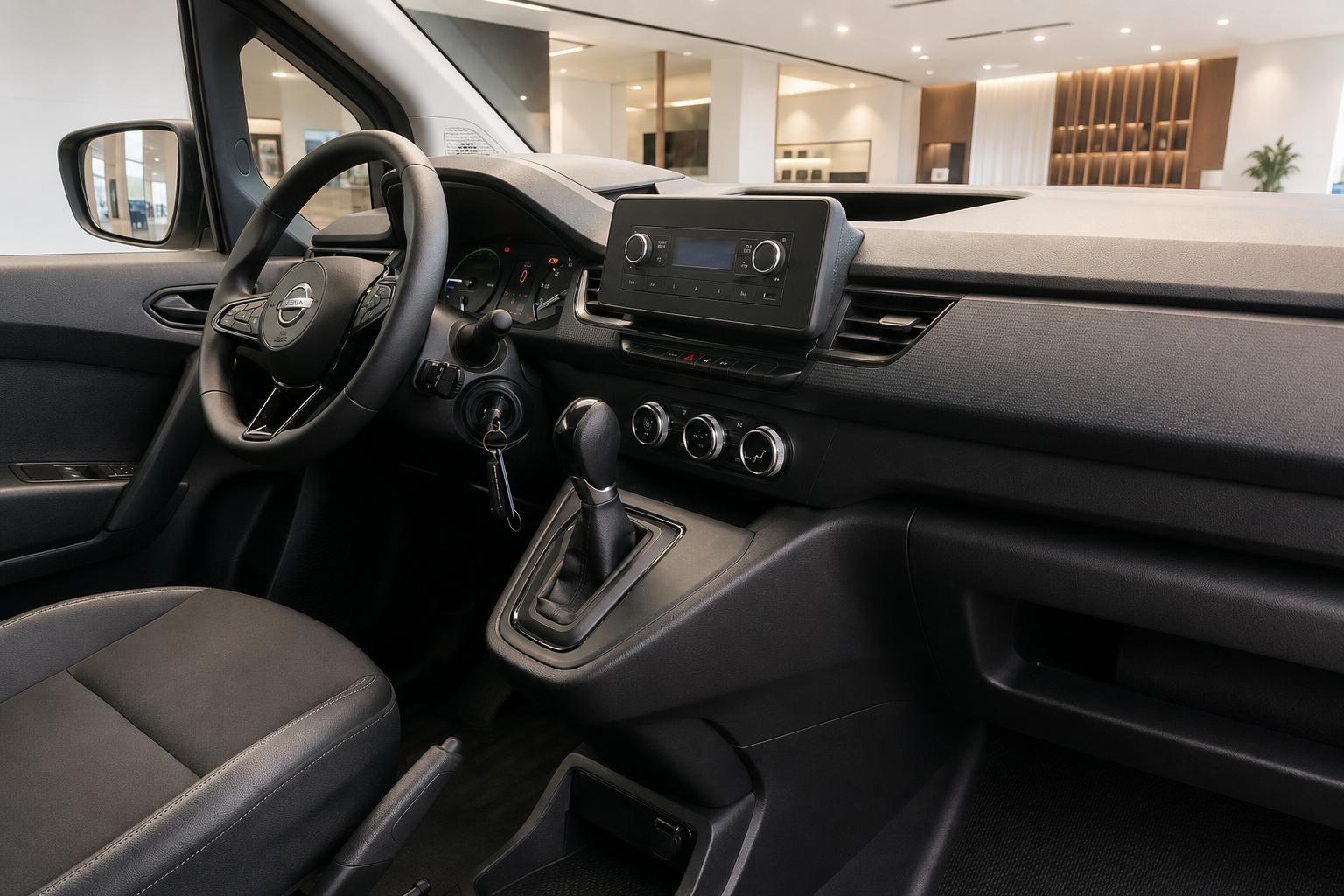 Nissan Townstar Cockpit mit Lenkrad und Mittelkonsole Innenraum