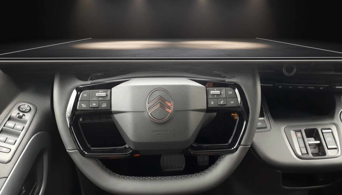 Citroën Fahrzeug Innenraum mit Lenkrad und modernem Cockpit