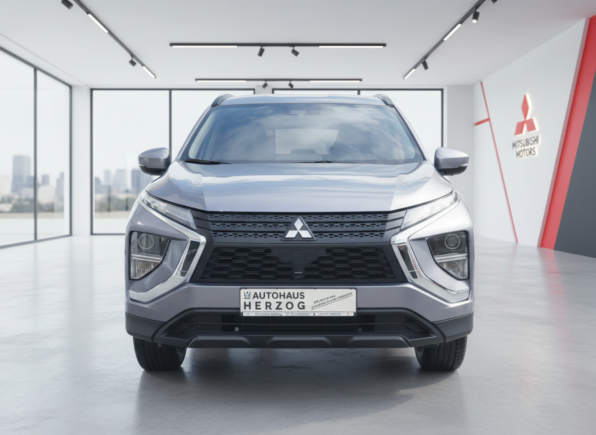 Mitsubishi Eclipse Cross Frontansicht grau metallic im Autohaus Herzog Showroom