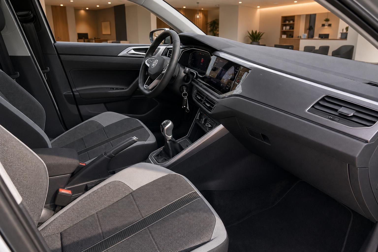 VW Innenraum mit Cockpit, Schaltung und Sitzen im Detail