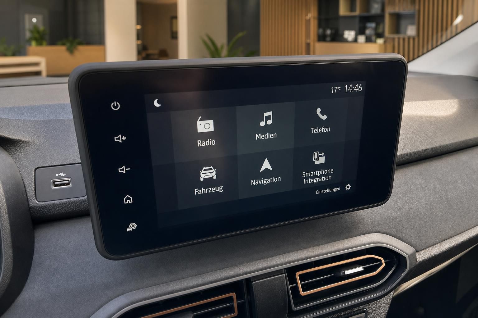 Touchscreen-Infotainmentsystem im Fahrzeug mit Navigation und Medien-Funktionen
