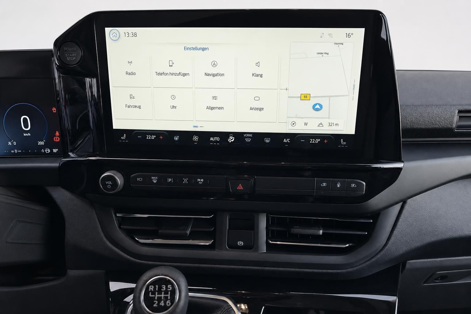 Infotainment-Display und Mittelkonsole im Ford Tourneo Custom