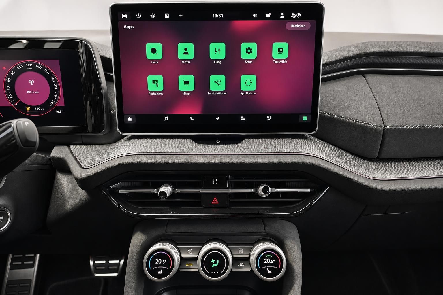 Skoda Infotainment-Display mit App-Übersicht und Klimabedienung