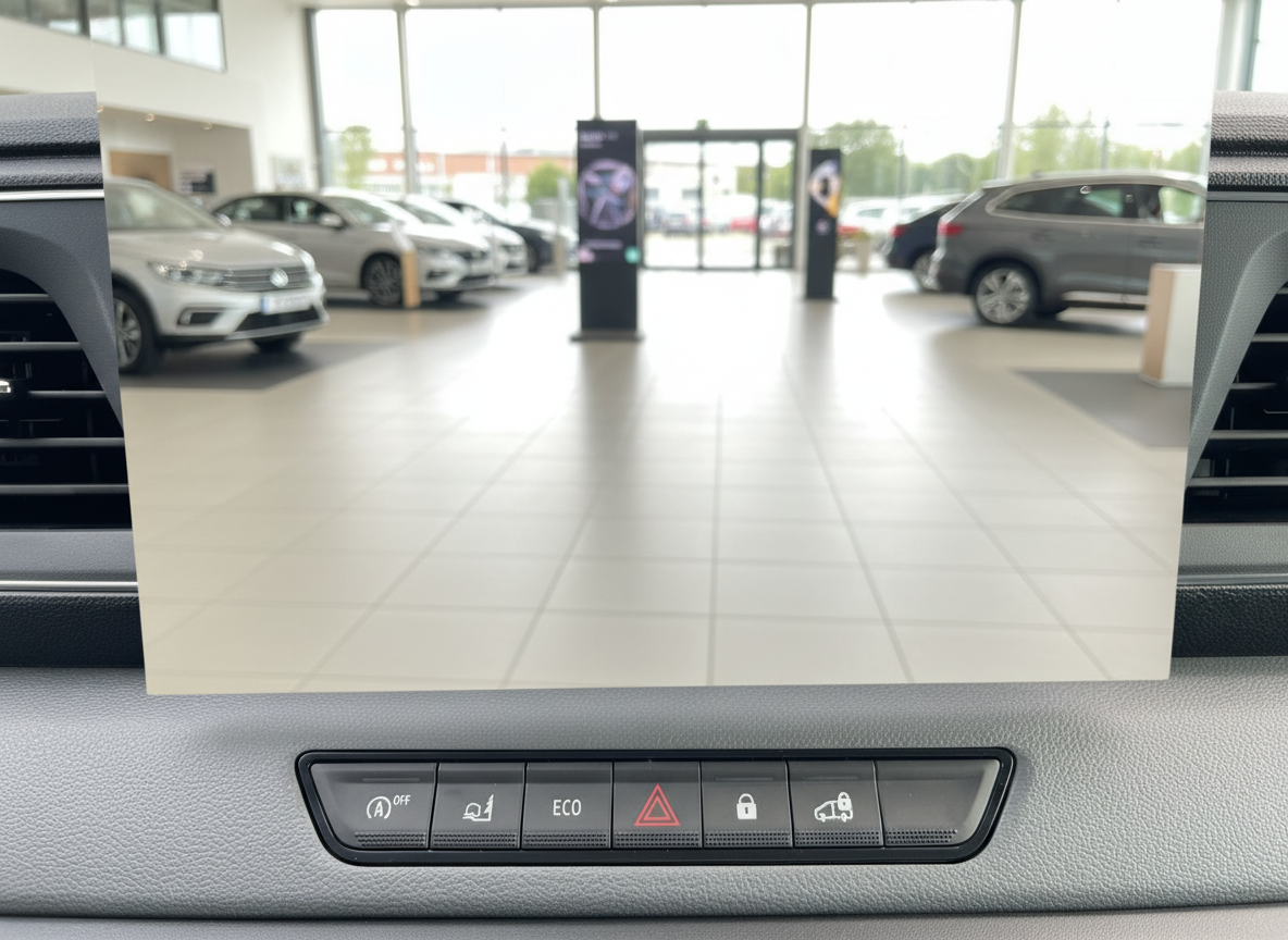 Volkswagen Innenraum Mittelkonsole mit Bedientasten ECO und Warnblinker im Autohaus