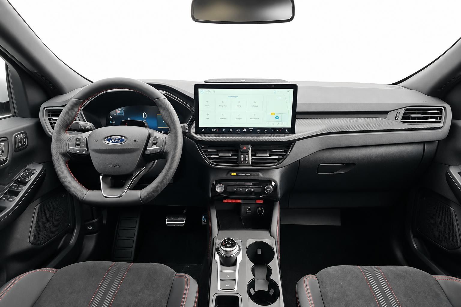 Ford Cockpit mit Lenkrad, Touchscreen und moderner Mittelkonsole