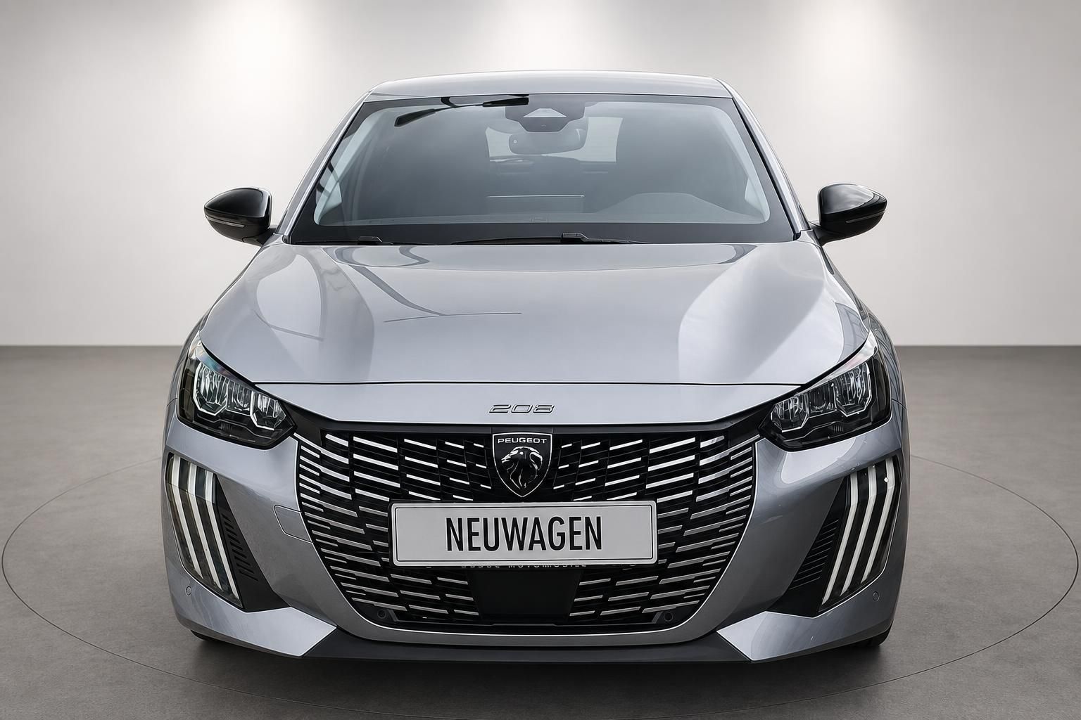 Peugeot 208 Silber – Frontansicht mit Kuehlergrill und Kennzeichen