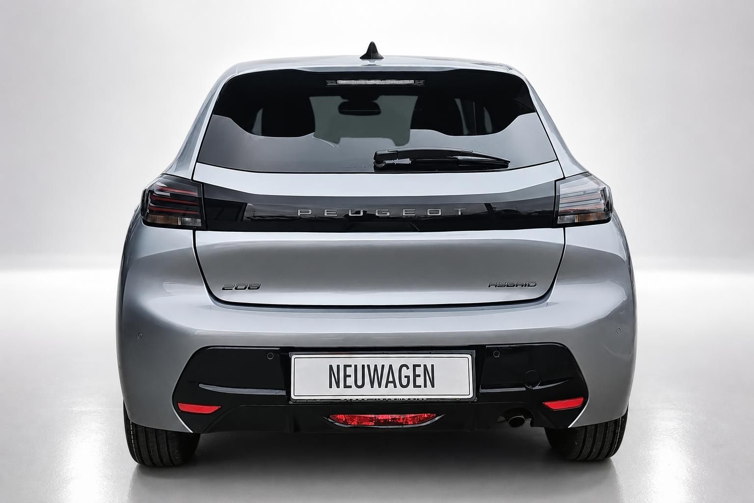 Peugeot 208 Hybrid Heckansicht mit Kennzeichenhalter Neuwagen