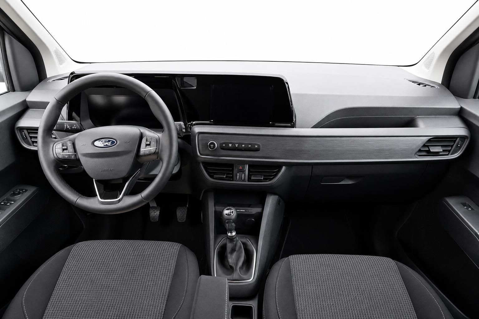 Ford Cockpit mit Lenkrad, Schaltung und Touchscreen-Display