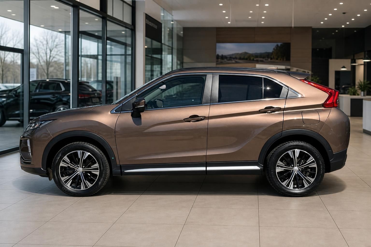 Mitsubishi Eclipse Cross braun metallic Seitenansicht im Autohaus