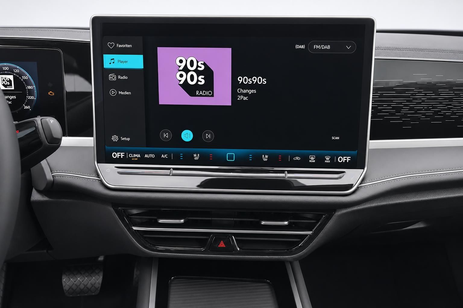 Infotainment-Display VW Passat mit Radio und Klimabedienung
