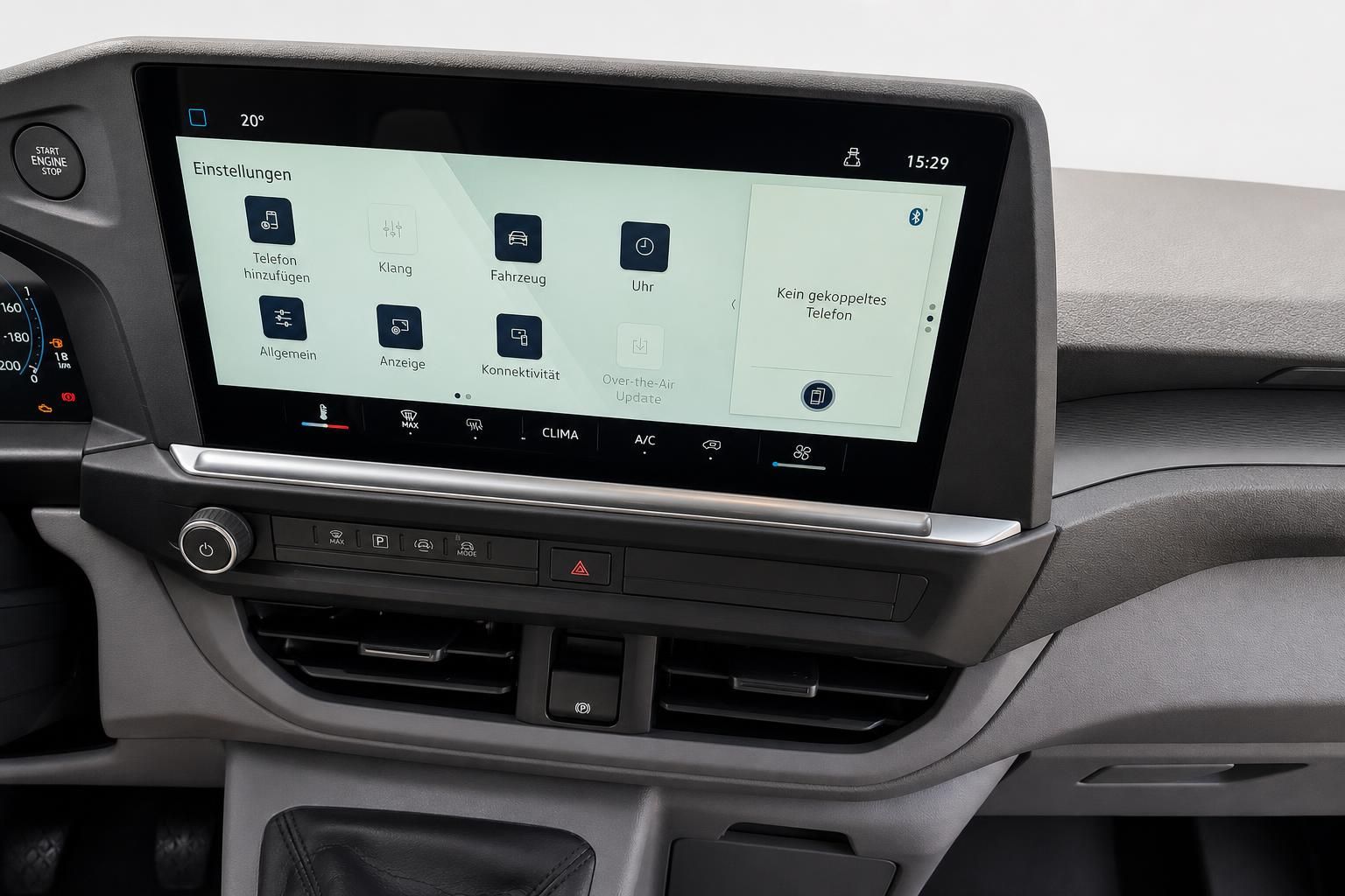 VW Transporter Infotainment Touchscreen Nahaufnahme im Detail